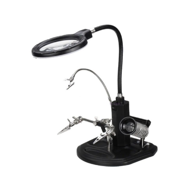 3eme main Avec LED, 3 Pinces et Support fer à souder TE-802